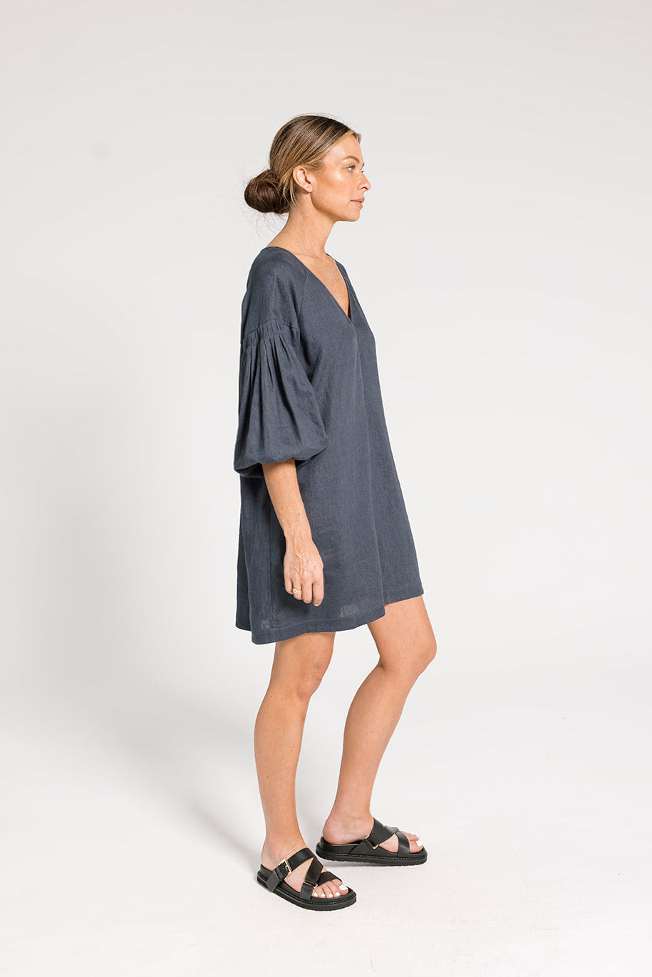 Nina Pleat Sleeve Dress - Ocean