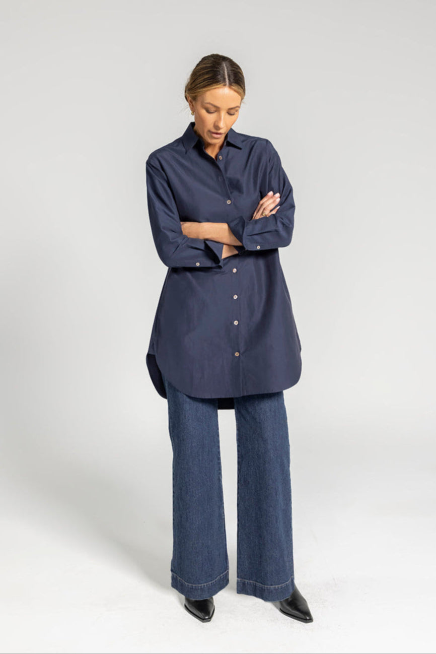 Lara Shirt Dress - Navy