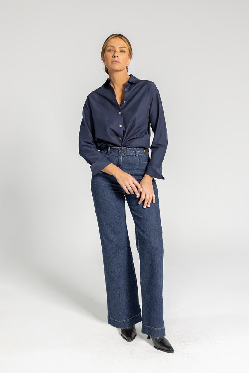 Lara Shirt Dress - Navy