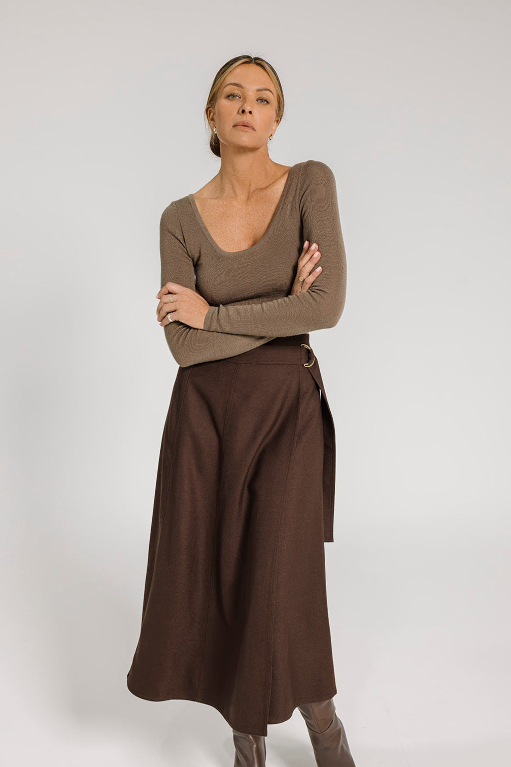 Juliet Scoop Neck Top - Cappuccino