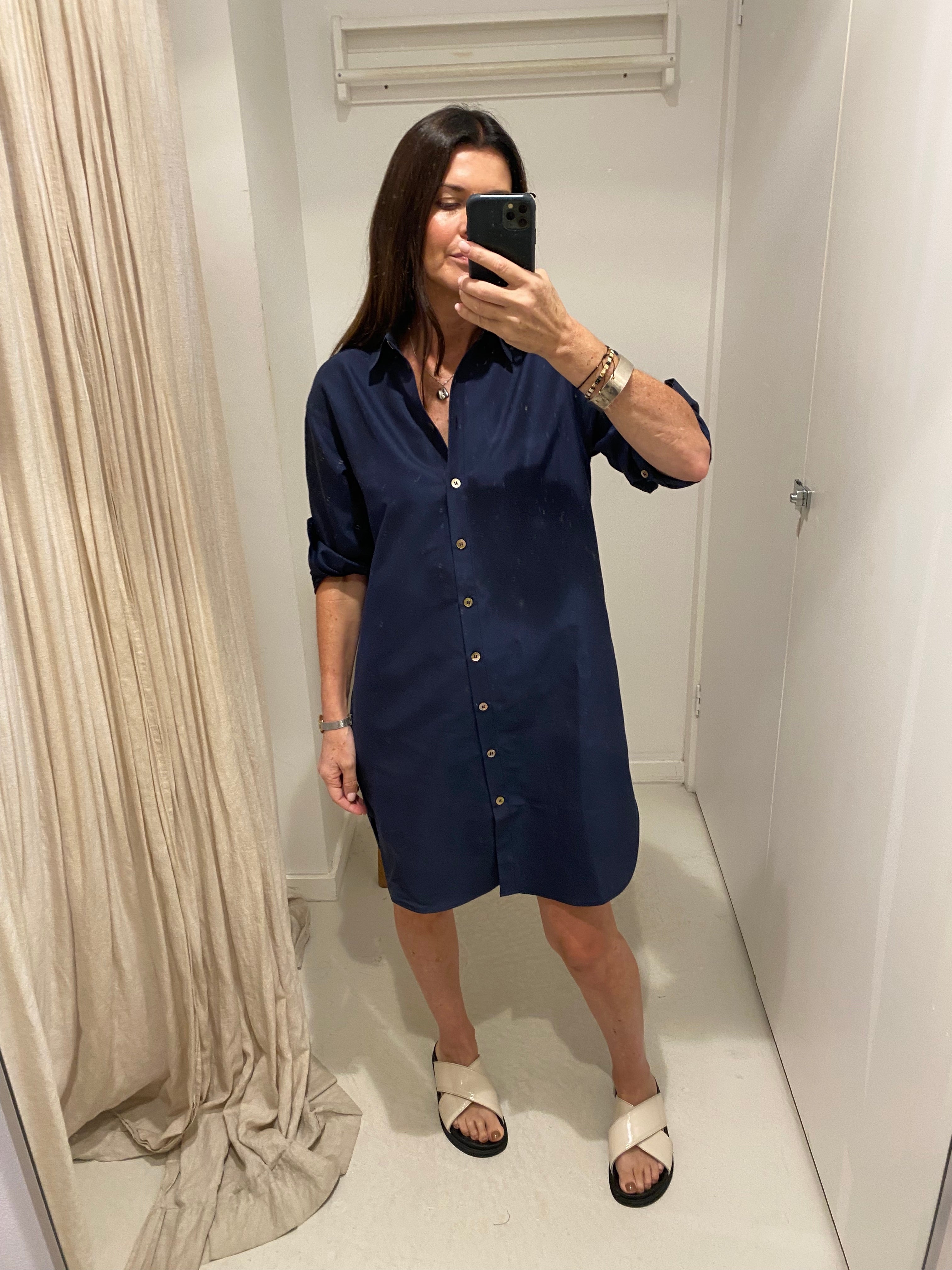 Lara Shirt Dress - Navy