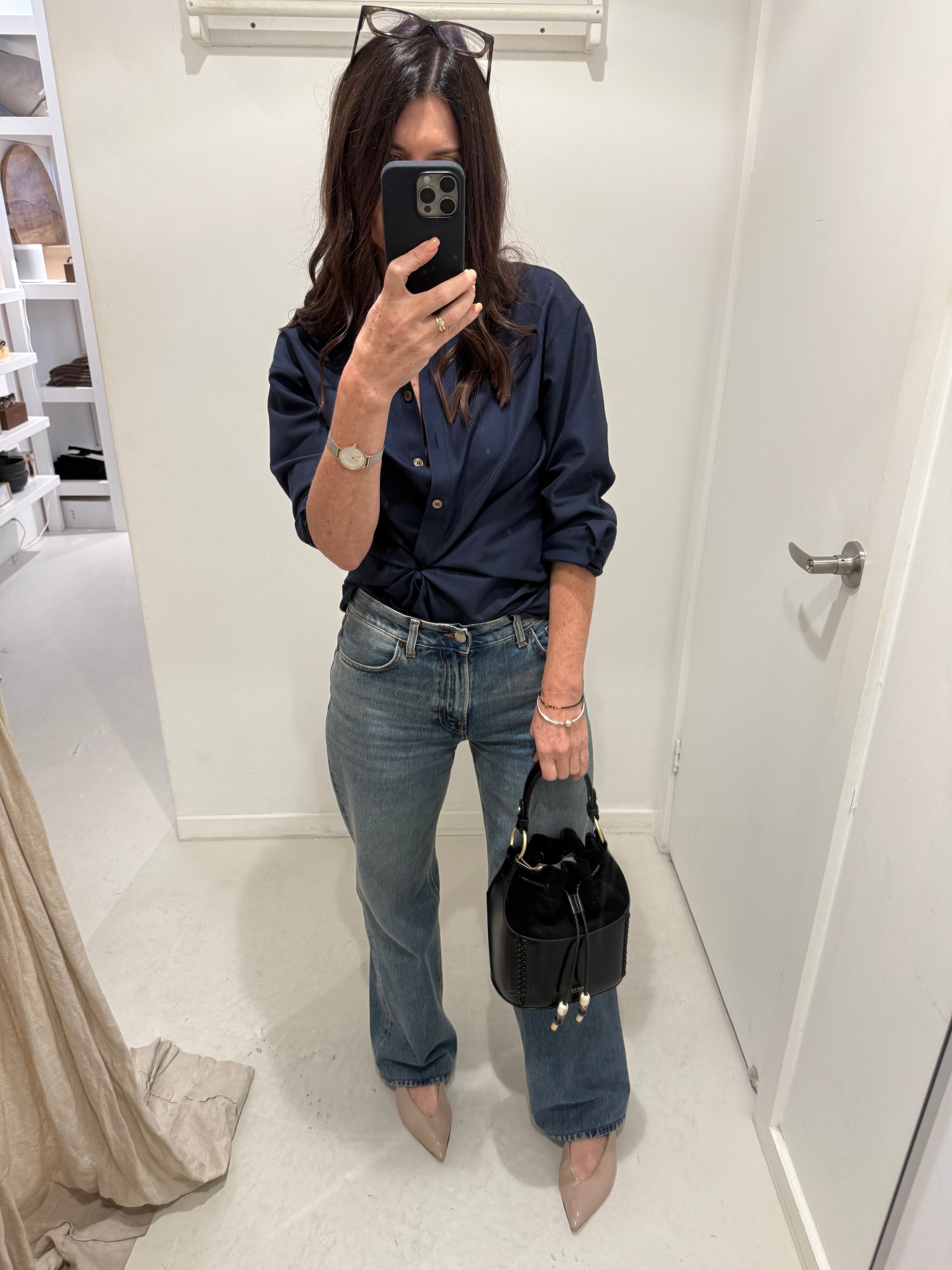 Lara Shirt Dress - Navy