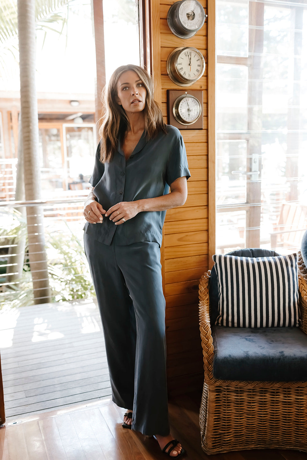 Sia Wide Leg Pant - Deep Steel Blue