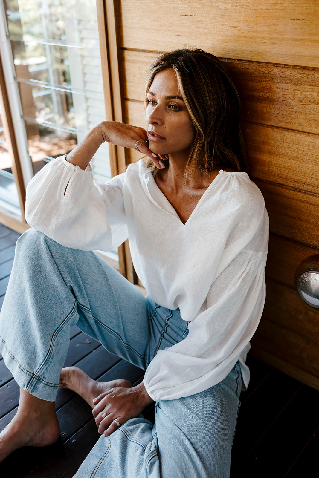 Audrey Pleat Blouse - Ivory