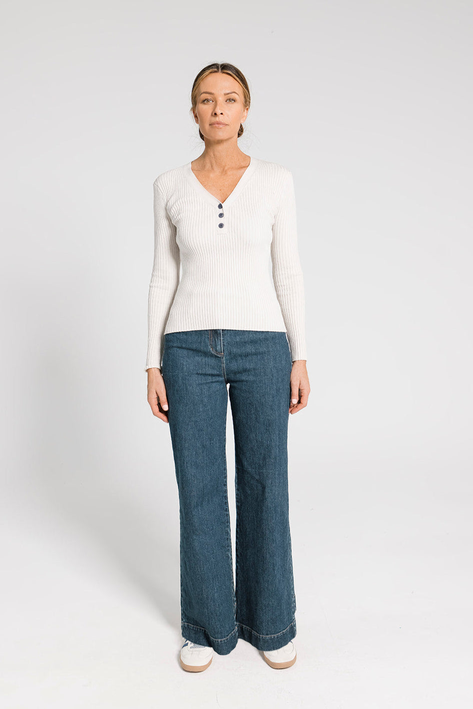 Ava Rib Top - Ecru