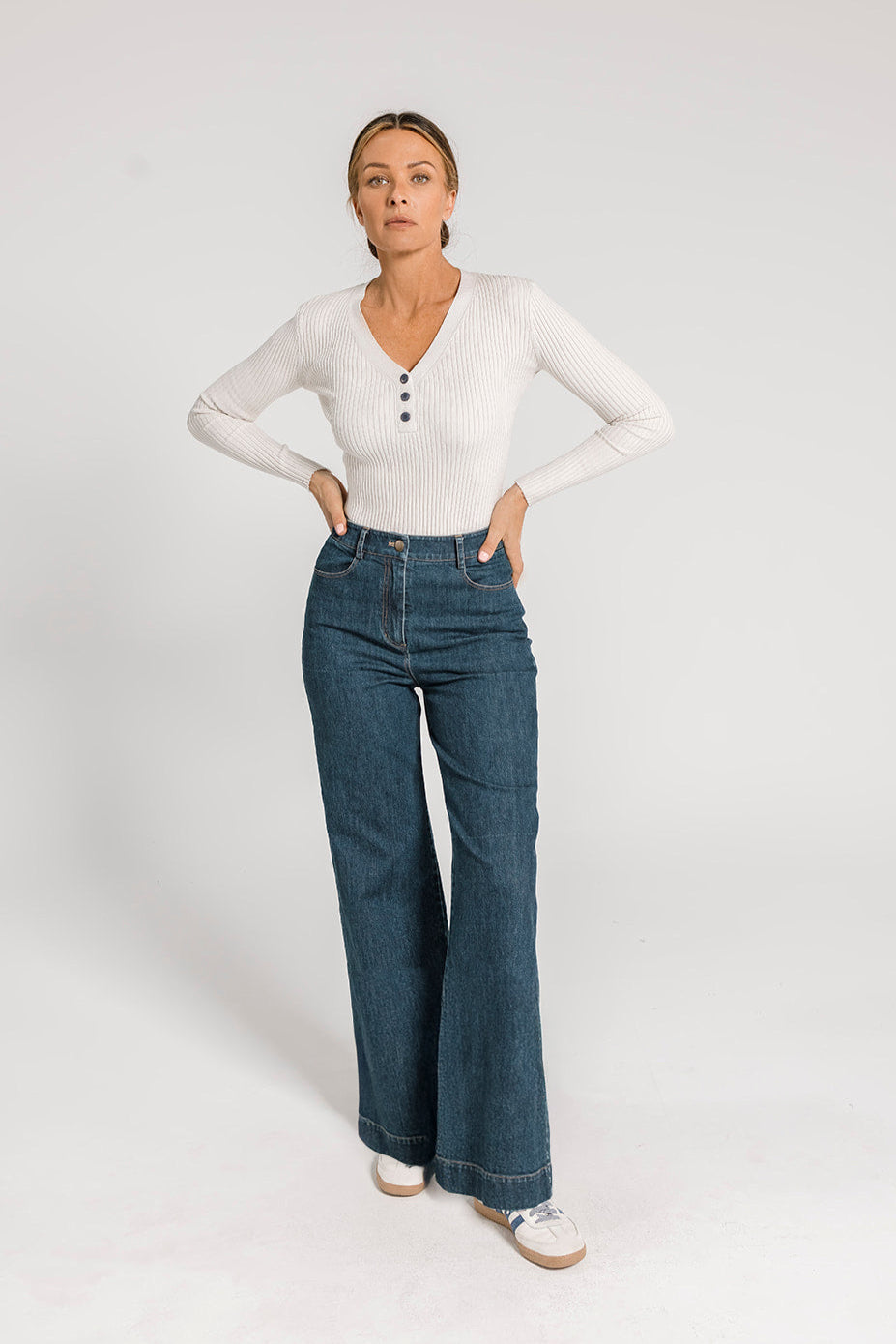 Ava Rib Top - Ecru